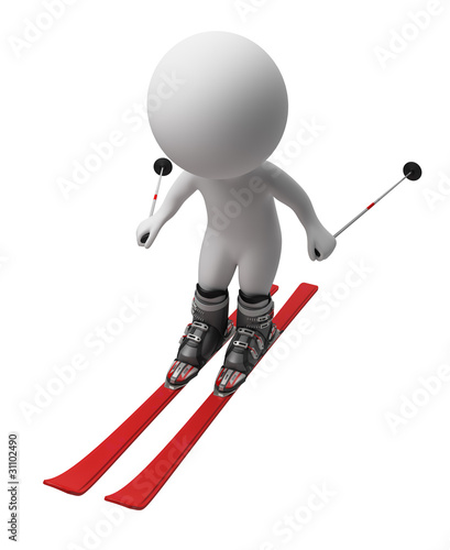 Illustration: 3d small people - skis 3d small people - skis