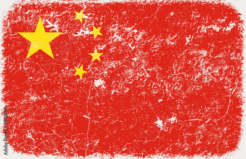 Illustration: grunge styled flag of china grunge styled flag of china