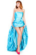 beautiful woman in a blue dress and red shoes beautiful woman in a blue dress and red shoes