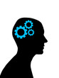 Man head silhouette with gear wheels inside