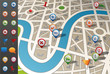 Street Map with GPS Icons.