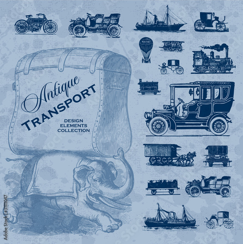 Vettoriale: antique transportation set (vector) antique transportation set (vector)