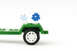 Flowers coming out of toy trailer