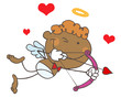 Black Stick Cupid Aiming A Bow And Arrow