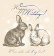 Easter card with rabbits bunnies