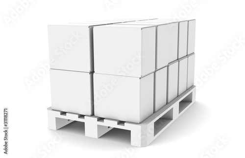 Illustration: Pallet with Boxes. Copy Space. Part of warehouse series. Pallet with Boxes. Copy Space. Part of warehouse series.
