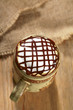 hot frothy coffee cappuccino chocolate topping, in rustic style hot frothy coffee cappuccino chocolate topping, in rustic style