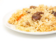 Piping hot pilaw on a plate