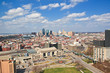 Skyline of Kansas City with Blue Fluffy Clouds