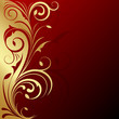 Vecteur : Golden design with floral pattern on red base Golden design with floral pattern on red base