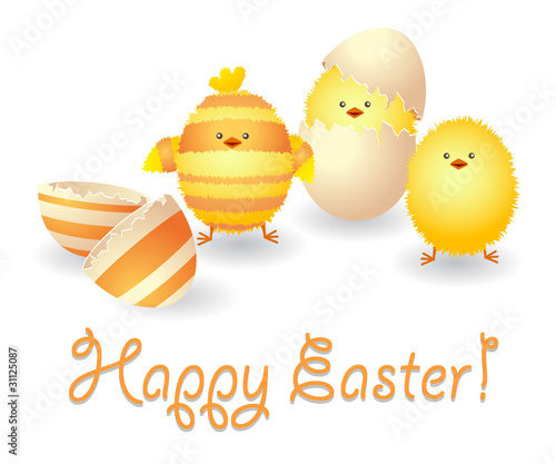 happy easter pictures funny. Zoom Not Available : Vector images are scalable to any size. Happy Easter card with funny chickens and broken eggshell.