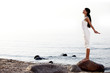 meditation on sand beach