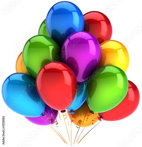 Illustration: Party balloons multicolor. Shiny colorful birthday decoration Party balloons multicolor. Shiny colorful birthday decoration