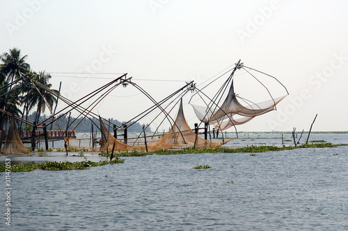 Photo: Chinese fishing nets. Vembanad Lake, Kerala, South India Chinese fishing nets. Vembanad Lake, Kerala, South India