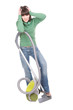 woman with vacuum