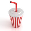 fast food paper cup with red tube 3d illustration