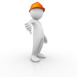 Construction worker thumb down signal