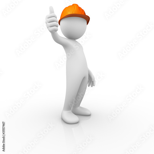 Illustration: Construction worker thumb up signal Construction worker thumb up signal