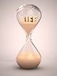 life time passing concept - hourglass 3d illustration