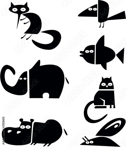Vector: Animaux - noir et blanc Animaux - noir et blanc