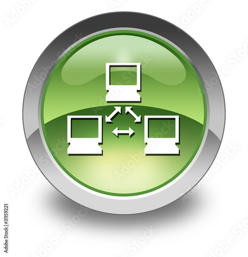 Illustration: Green Glossy Pictogram "Network" Green Glossy Pictogram "Network"