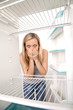 Girl and empty refrigerator Girl and empty refrigerator