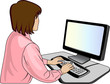 Vektor: Woman-programmer near a computer Woman-programmer near a computer
