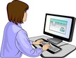 Vektor: Woman-programmer near computer Woman-programmer near computer