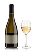 White wine bottle and glass White wine bottle and glass