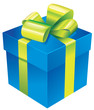 Vector gift box with silk green ribbon and bow