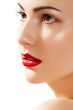 Portrait of beautiful woman purity face with bright lips make-up