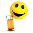3d Smiley dances with a drink