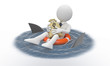 Businessman protecting his money from sharks