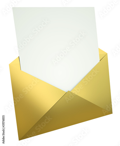 Illustration: Gold envelope with blank letter Gold envelope with blank letter