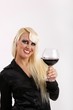 beautiful young woman enjoying wine