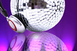 casque audio et disco ball