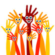 Hands with happy faces design. Hands with happy faces design.