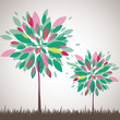 Abstract tree, flowers. Vector illustration
