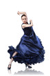 young woman dancing flamenco isolated on white