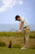 Foto: Golfer hitting iron shot from fairway Golfer hitting iron shot from fairway