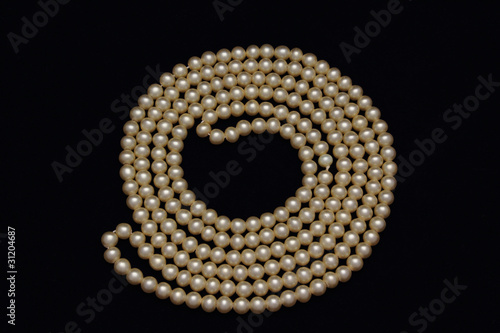 Photo: Pearl necklace on the black Pearl necklace on the black