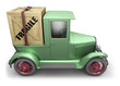 Vintage delivery truck, isolated on white