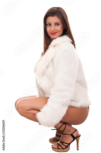 Photo: naked girl wearing only fur coat naked girl wearing only fur coat