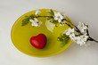 plum blossom and heart on plate