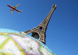 Eiffel tower on the globe Eiffel tower on the globe