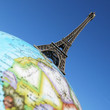 Eiffel tower on the globe Eiffel tower on the globe