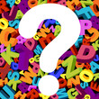 abstract background with letters and question mark