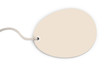 Off-white egg-shaped tag on white background