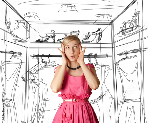 Foto: surprised girl in pink surprised girl in pink