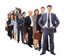 business man and his team isolated over a white
